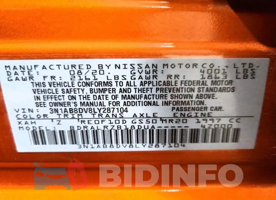 3N1AB8DV8LY287104 Photo# 13