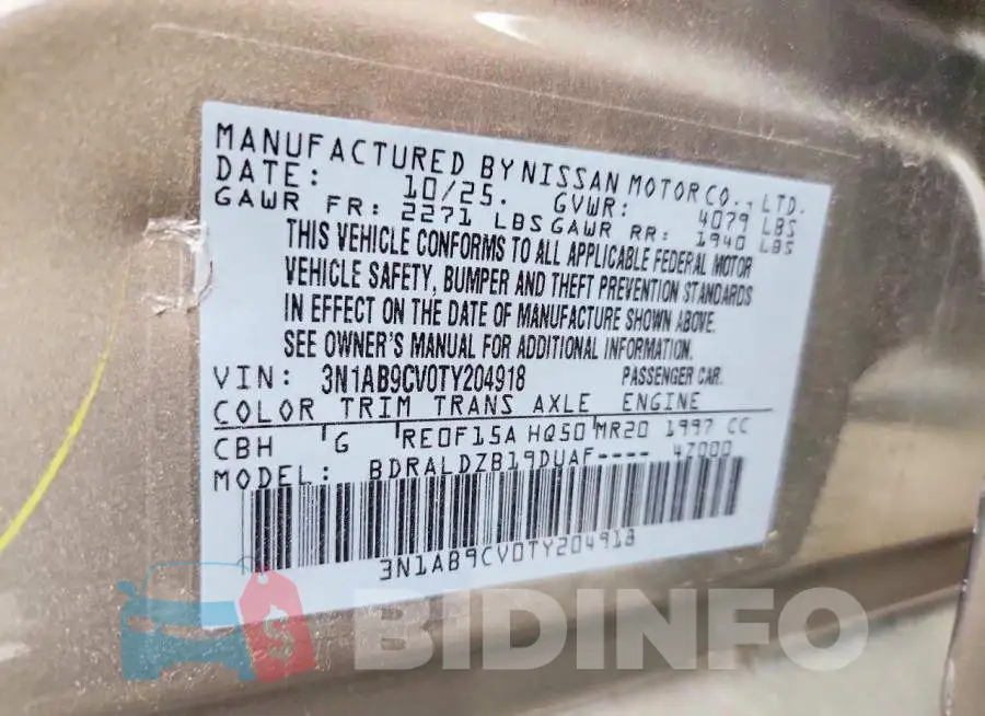 3N1AB9CV0TY204918 Photo# 13