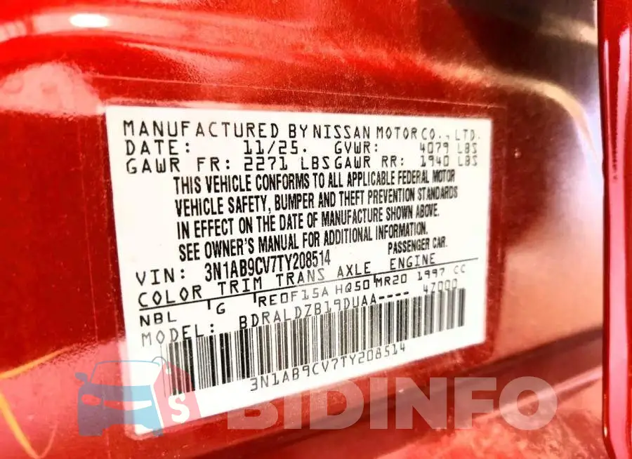 3N1AB9CV7TY208514 Photo# 12