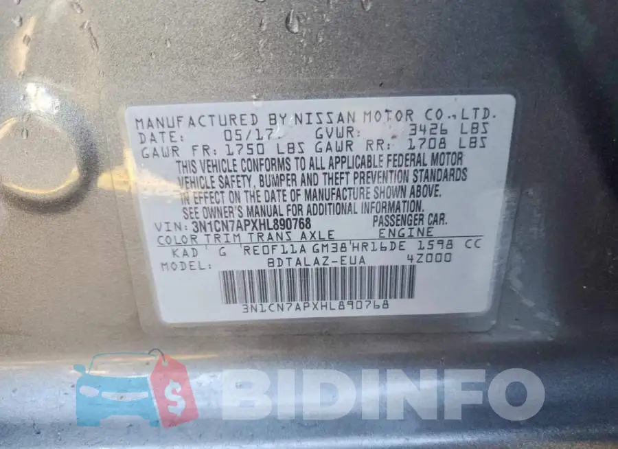 3N1CN7APXHL890768 Photo# 13