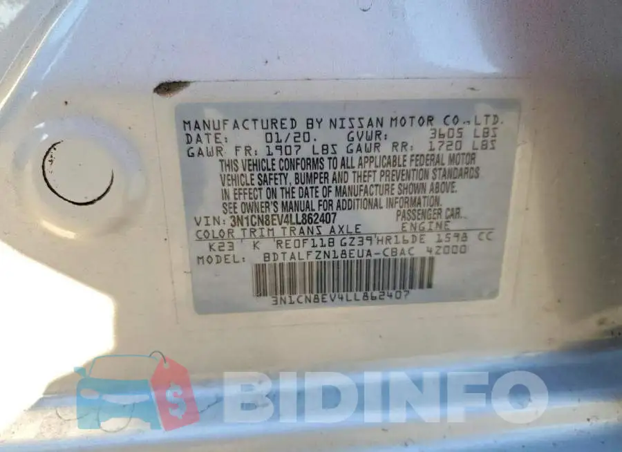 3N1CN8EV4LL862407 Photo# 13