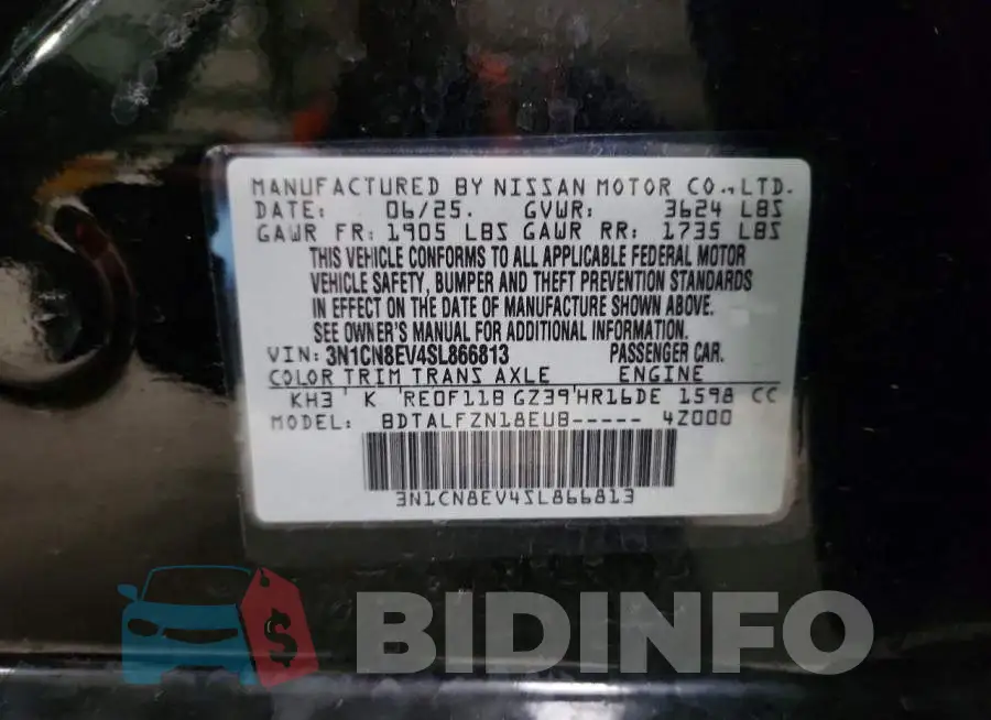 3N1CN8EV4SL866813 Photo# 13