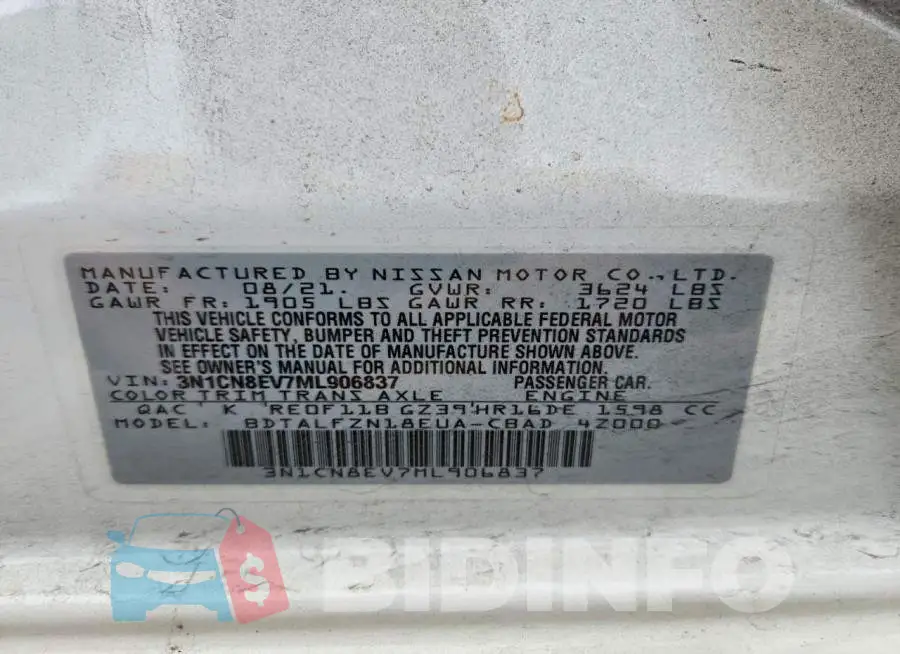 3N1CN8EV7ML906837 Photo# 13