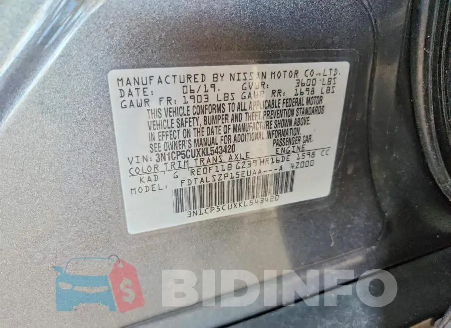 3N1CP5CUXKL543420 Photo# 14