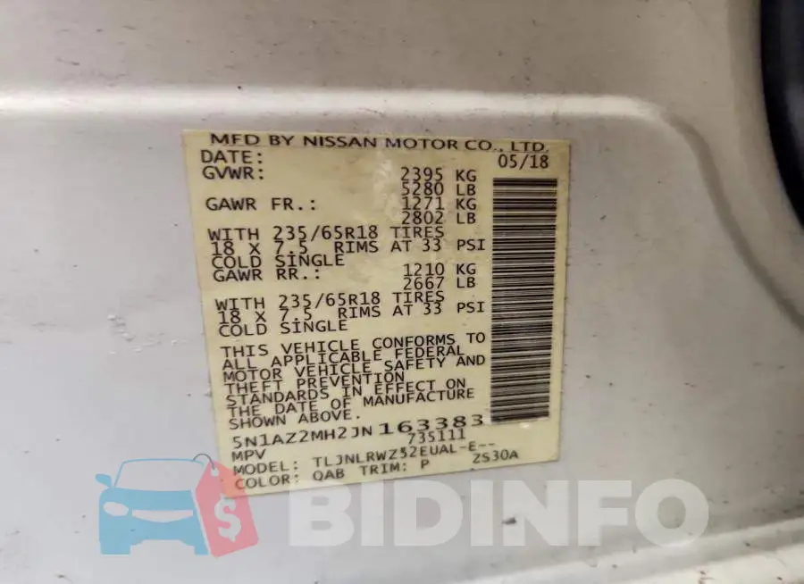 5N1AZ2MH2JN163383 Photo# 12