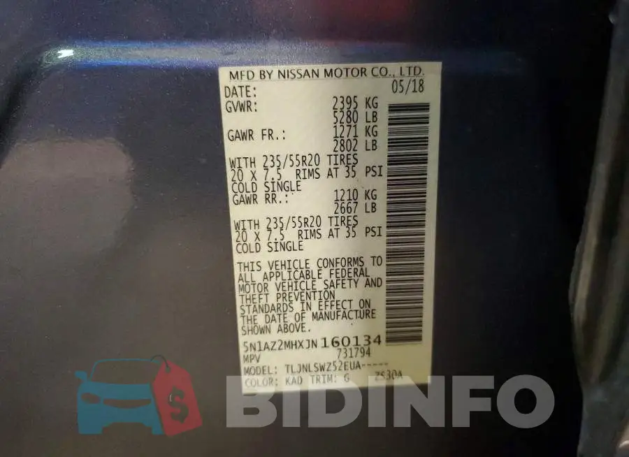 5N1AZ2MHXJN160134 Photo# 14