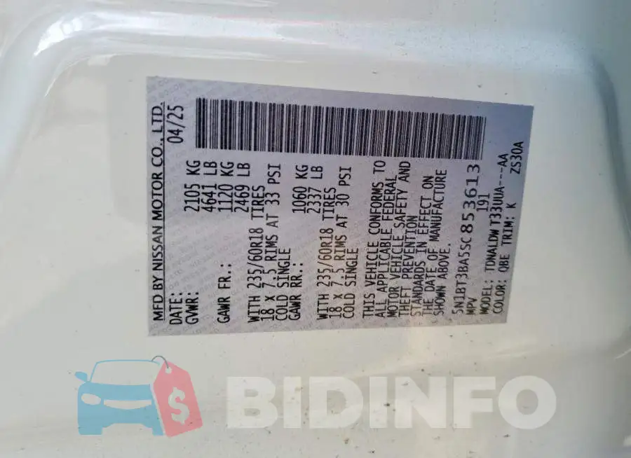 5N1BT3BA5SC853613 Photo# 13