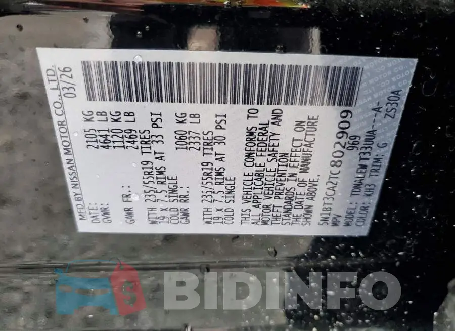 5N1BT3CA2TC802909 Photo# 14