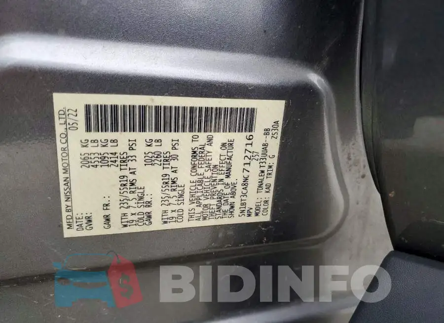 5N1BT3CA8NC712716 Photo# 13