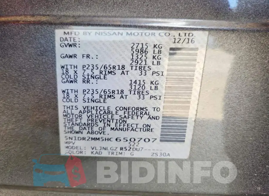 5N1DR2MM5HC650707 Photo# 13