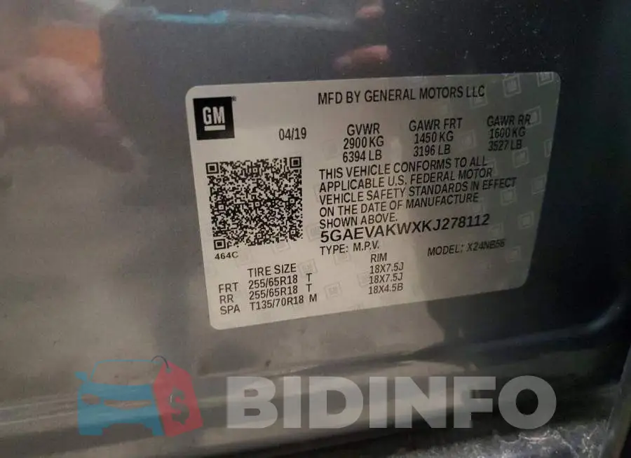 5GAEVAKWXKJ278112 Photo# 14