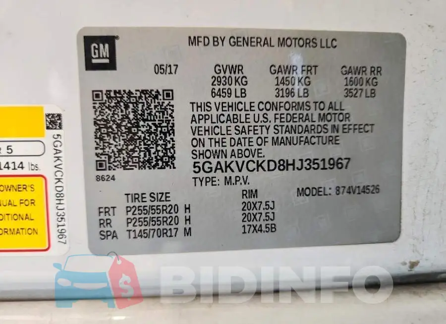 5GAKVCKD8HJ351967 Photo# 13