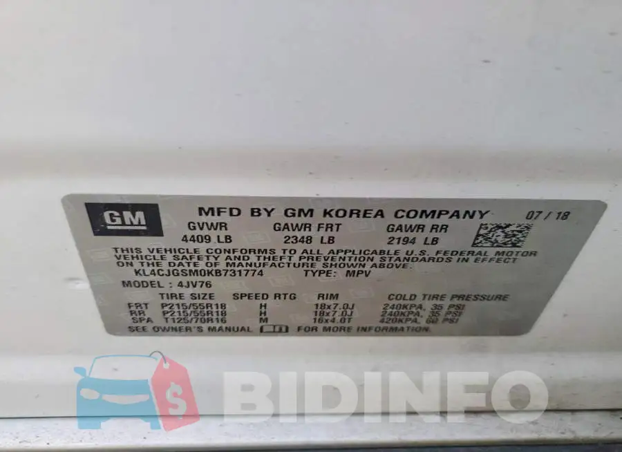 KL4CJGSM0KB731774 Photo# 13