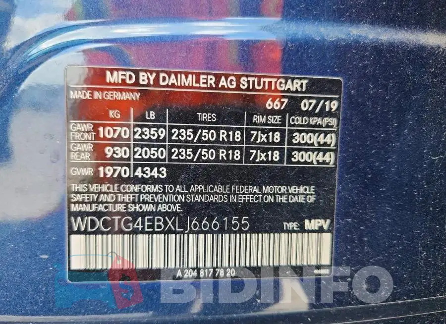 WDCTG4EBXLJ666155 Photo# 13