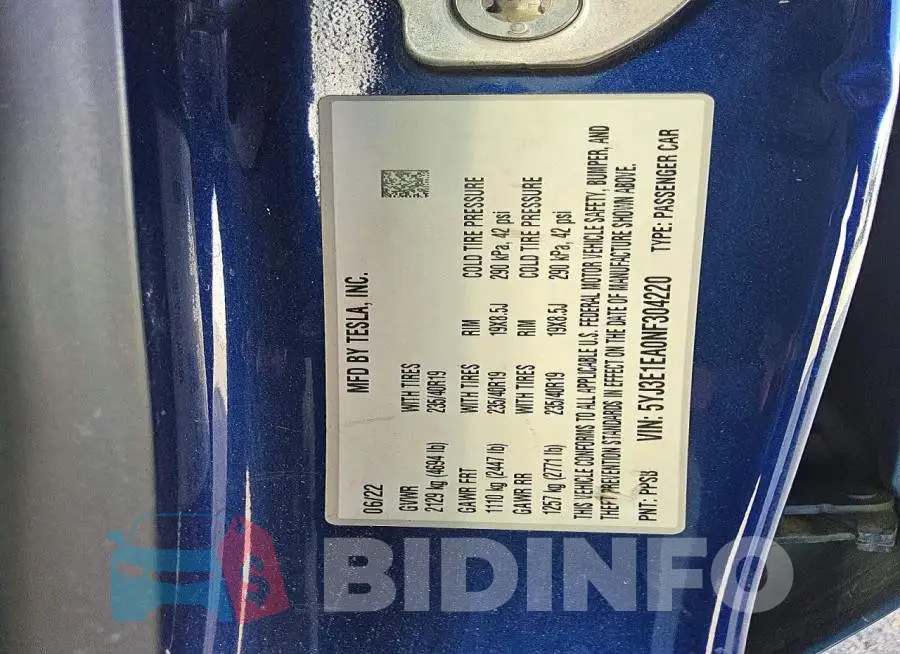 5YJ3E1EA0NF304220 Photo# 13