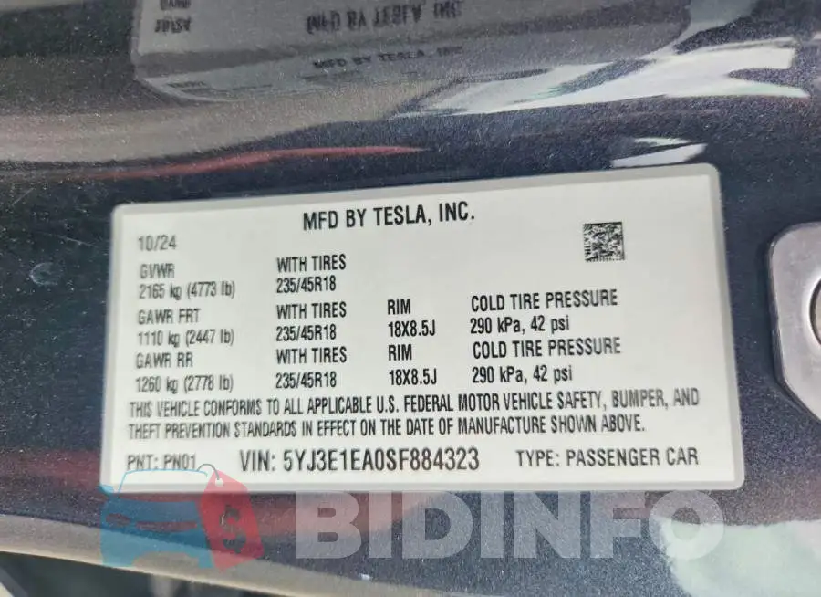 5YJ3E1EA0SF884323 Photo# 12