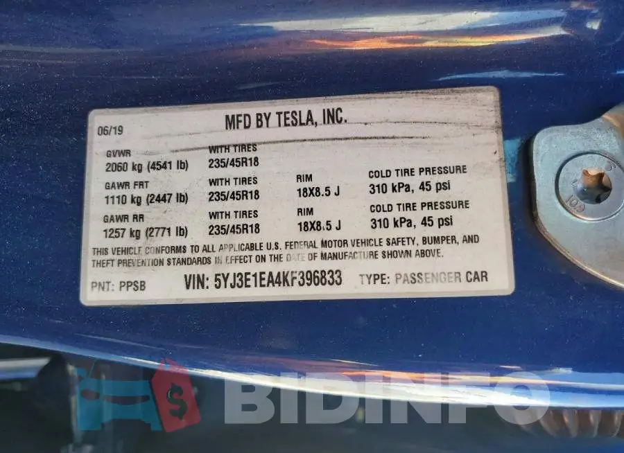 5YJ3E1EA4KF396833 Photo# 13