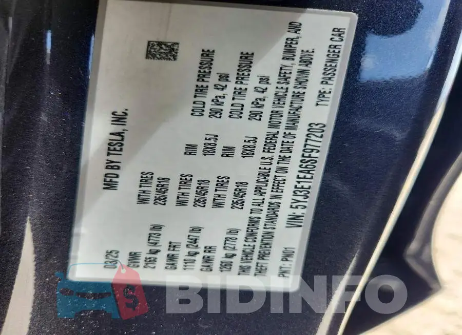 5YJ3E1EA6SF977203 Photo# 12