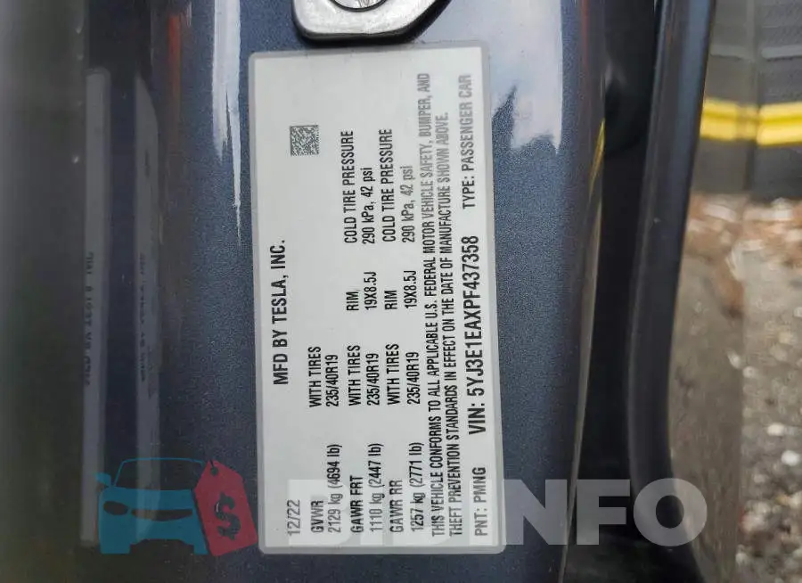 5YJ3E1EAXPF437358 Photo# 12
