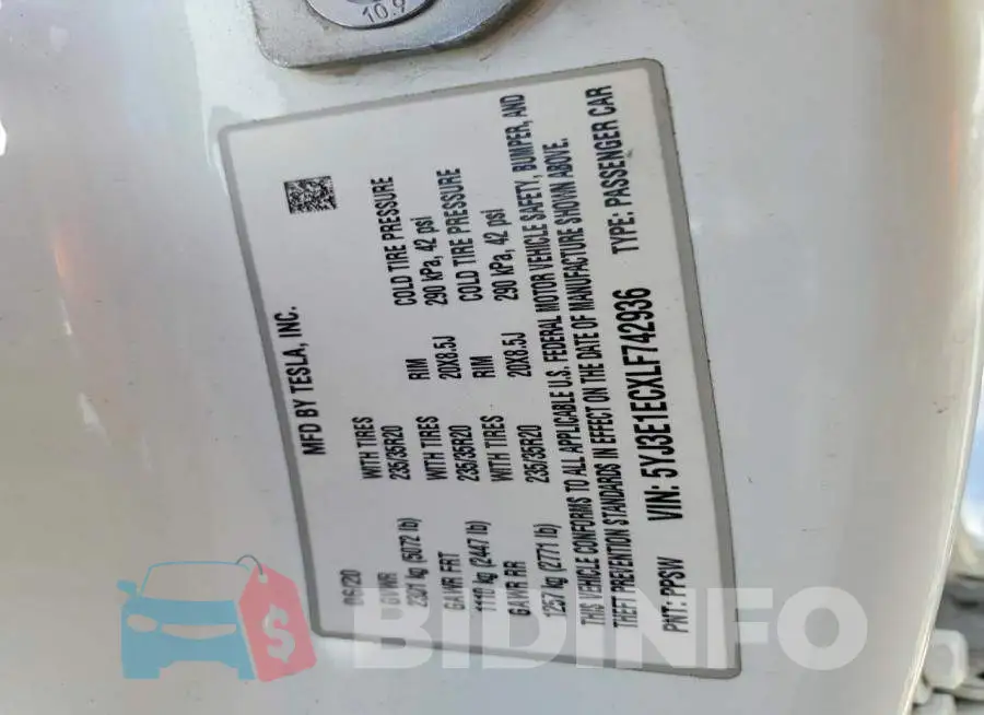 5YJ3E1ECXLF742936 Photo# 12