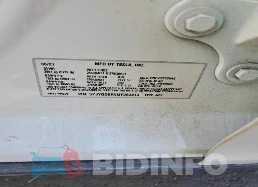 5YJYGDEFXMF263414 Photo# 13