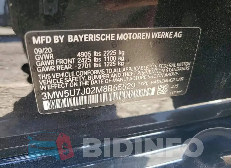 3MW5U7J02M8B55529 Photo# 12
