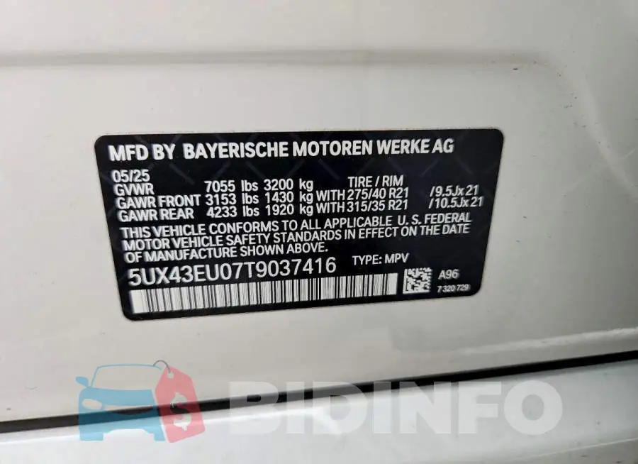 5UX43EU07T9037416 Photo# 13