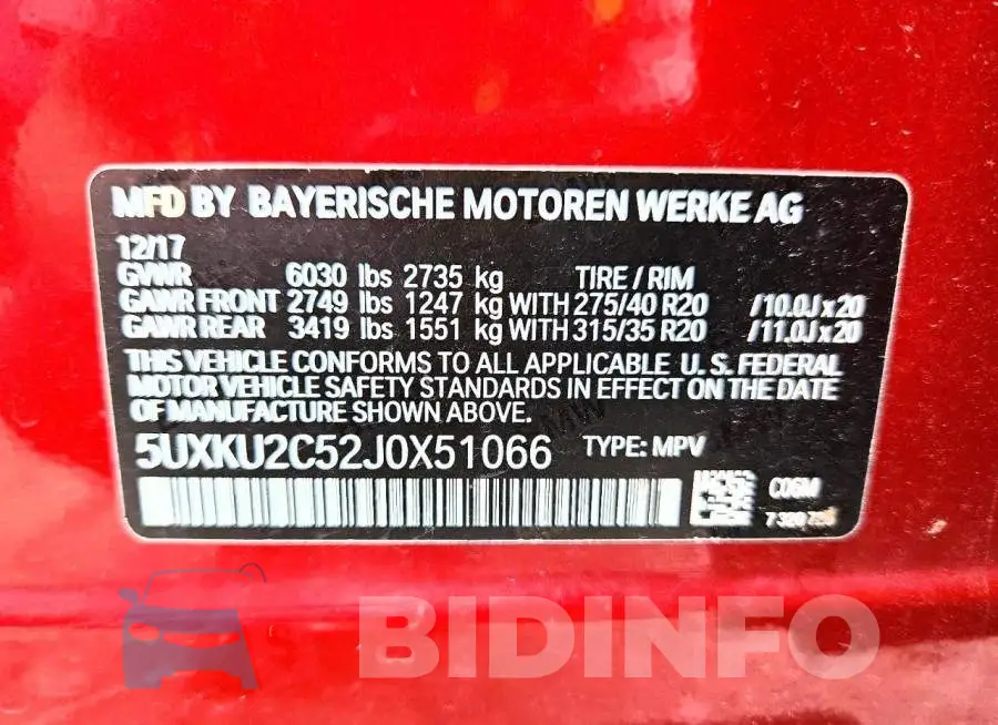 5UXKU2C52J0X51066 Photo# 12