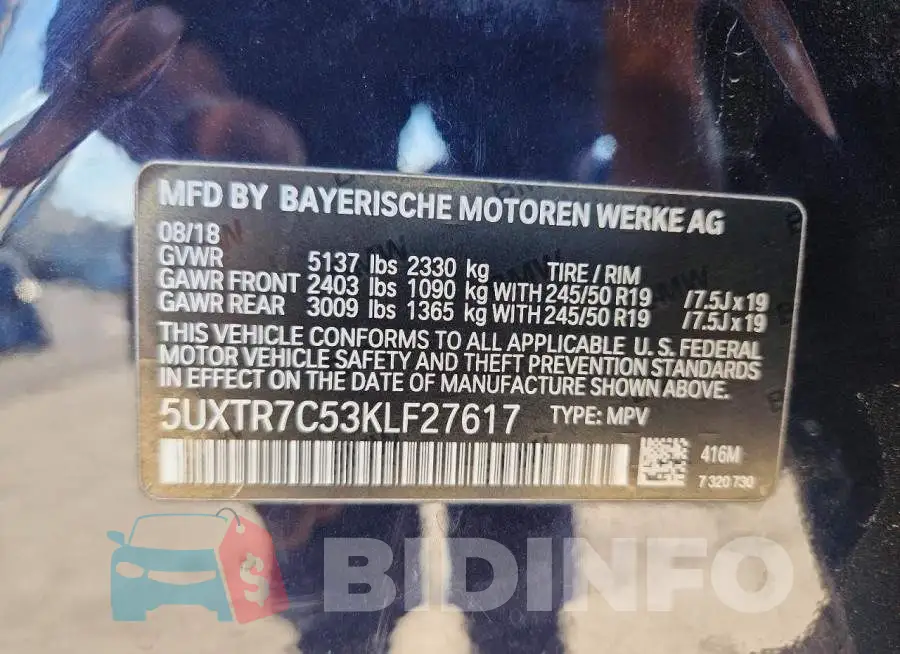 5UXTR7C53KLF27617 Photo# 12