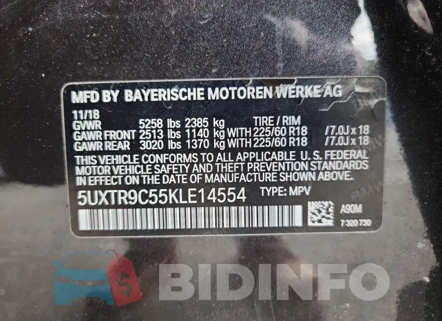 5UXTR9C55KLE14554 Photo# 13