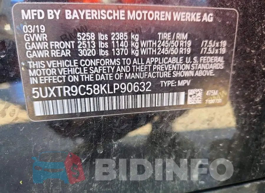 5UXTR9C58KLP90632 Photo# 13
