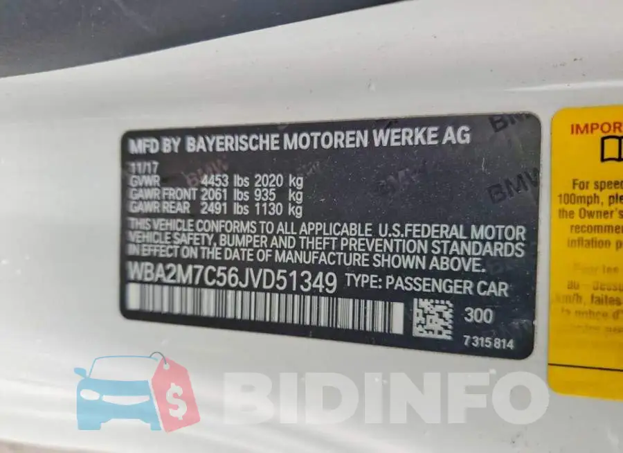 WBA2M7C56JVD51349 Photo# 13