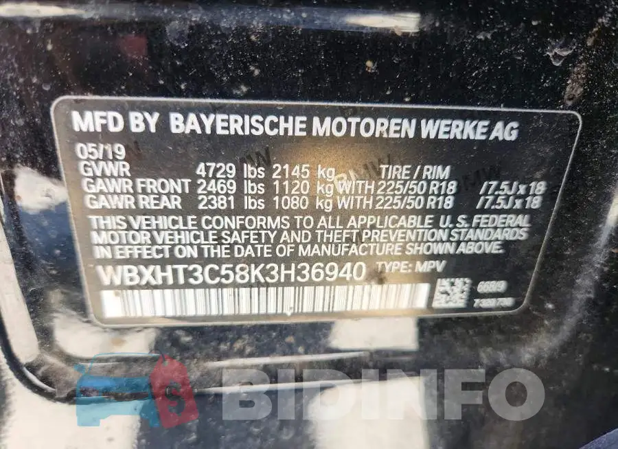 WBXHT3C58K3H36940 Photo# 13