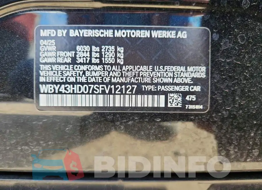 WBY43HD07SFV12127 Photo# 13
