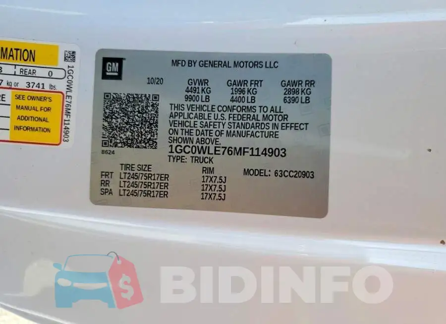1GC0WLE76MF114903 Photo# 12