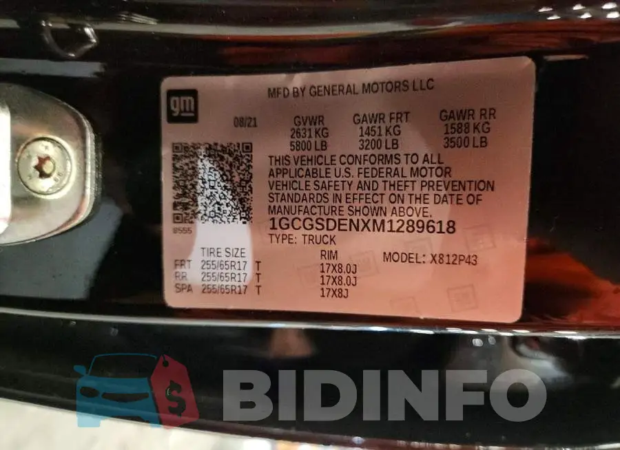 1GCGSDENXM1289618 Photo# 13