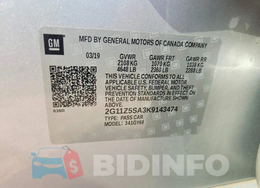 2G11Z5SA3K9143474 Photo# 13