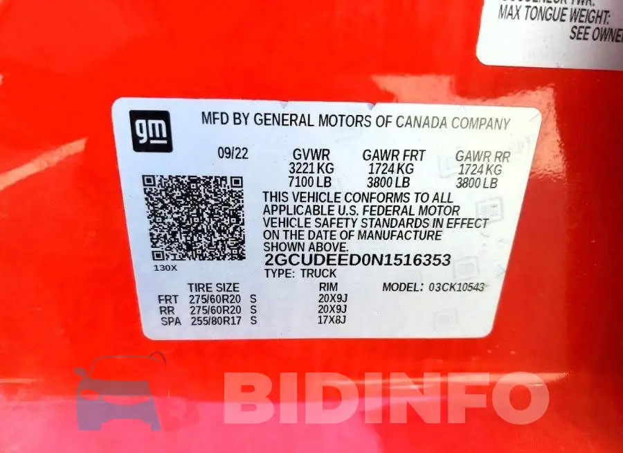 2GCUDEED0N1516353 Photo# 13