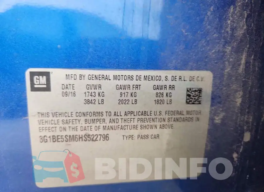 3G1BE5SM6HS522796 Photo# 12