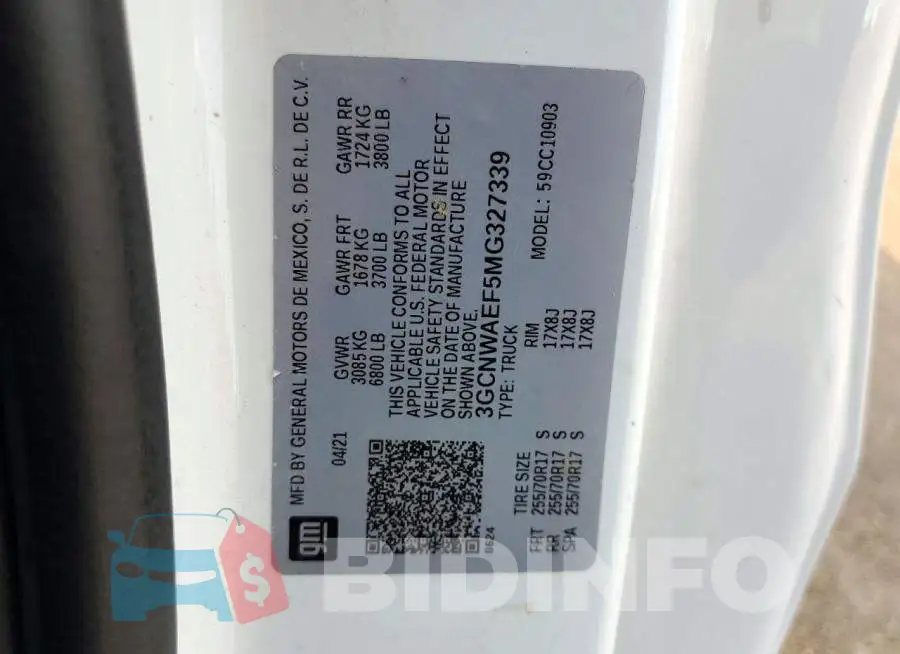 3GCNWAEF5MG327339 Photo# 13