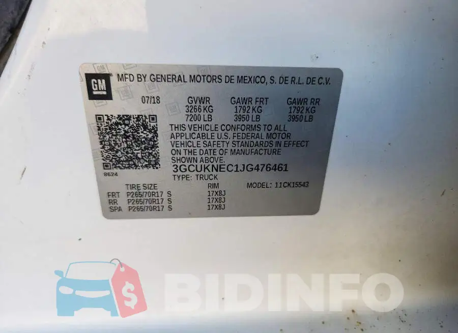 3GCUKNEC1JG476461 Photo# 12