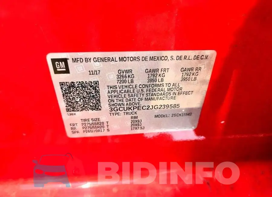3GCUKPEC2JG239585 Photo# 12