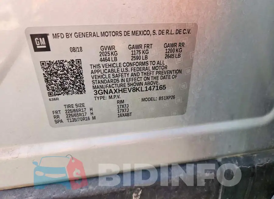 3GNAXHEV8KL147165 Photo# 12
