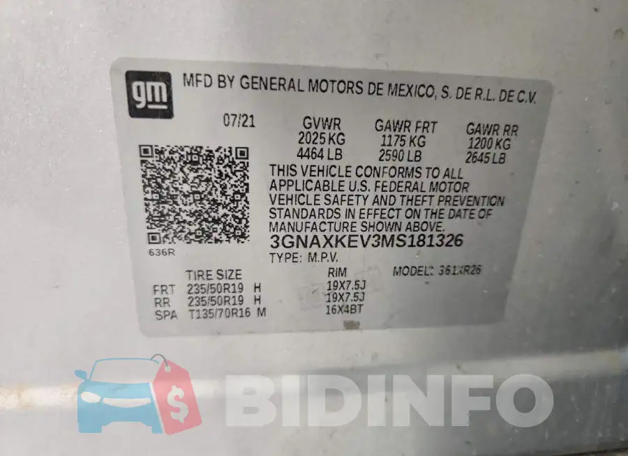 3GNAXKEV3MS181326 Photo# 12