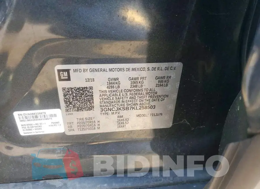 3GNCJKSB7KL258503 Photo# 12