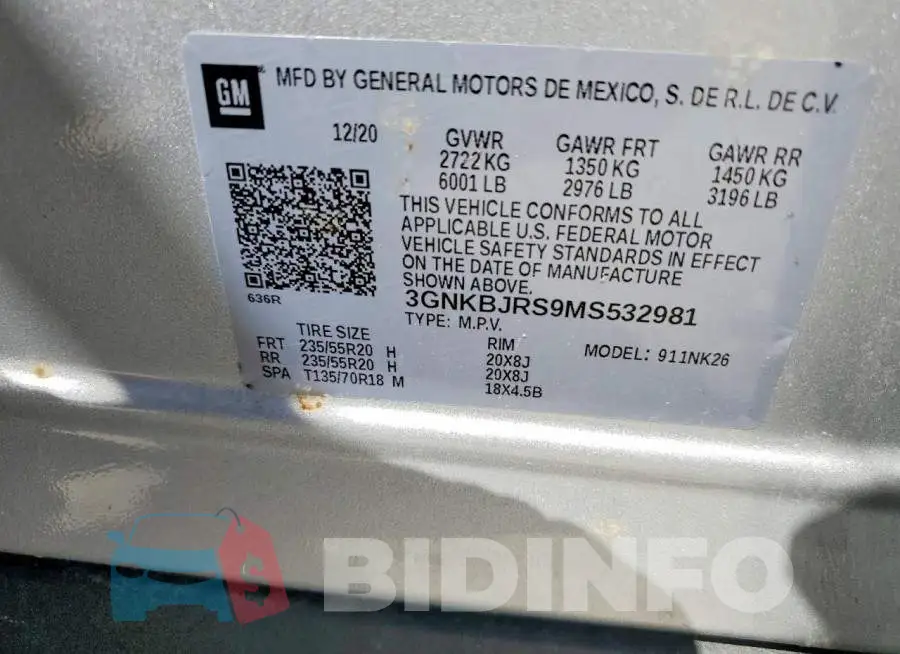 3GNKBJRS9MS532981 Photo# 13