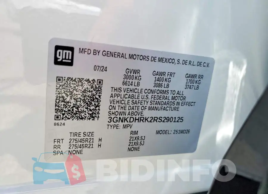 3GNKDHRK2RS290125 Photo# 13