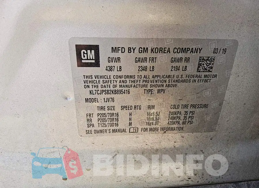 KL7CJPSB2KB895416 Photo# 13