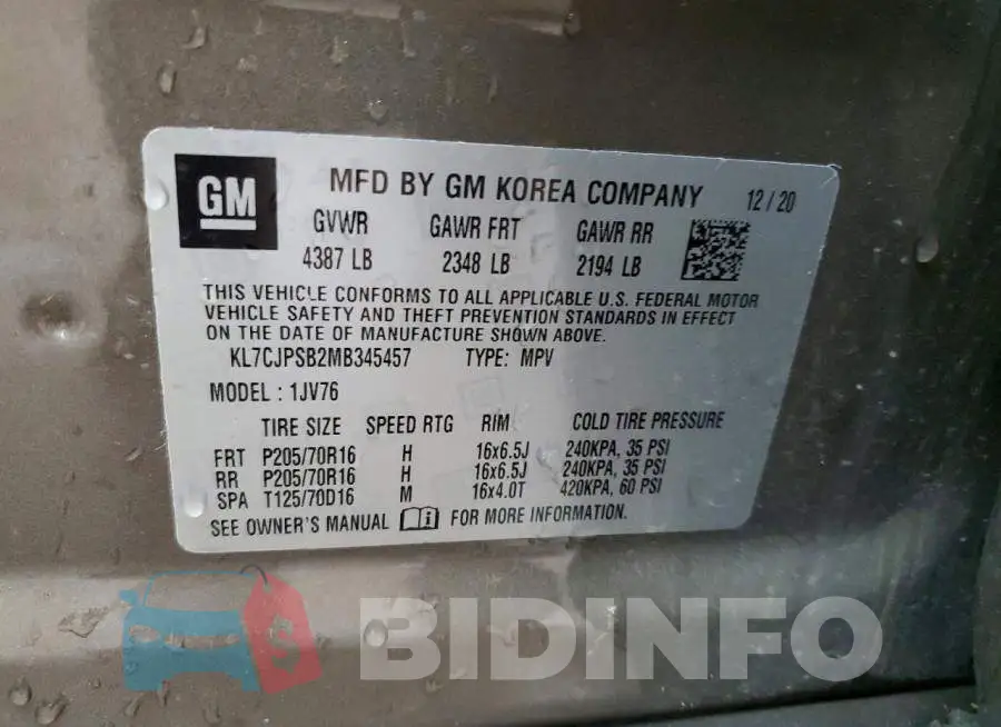 KL7CJPSB2MB345457 Photo# 14