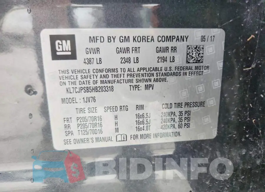 KL7CJPSB5HB203318 Photo# 13